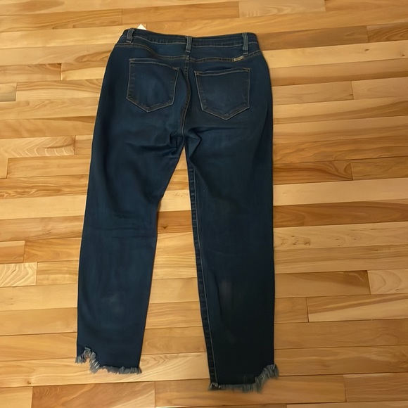 fashionable retro vintage style frayed dark Jeans - Picture 4 of 5